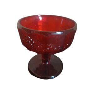Westmoreland Glass Paneled Grape Ruby Red Vintage 4" Champagne/sherbet